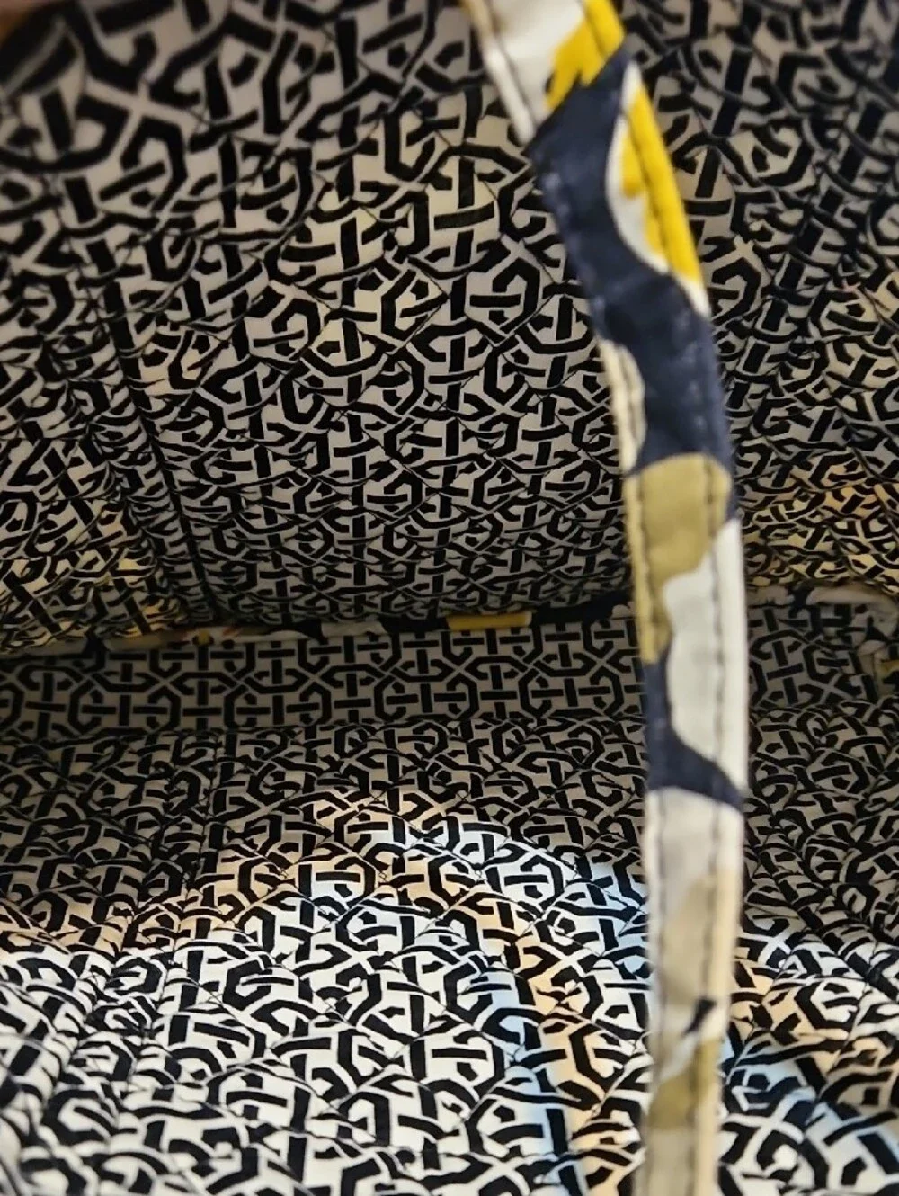 Vera Bradley Quilted Floral Tote in Yellow, Black & White